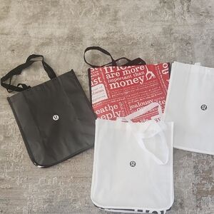 lululemon athletica Black, Red, and White Tote Bags
